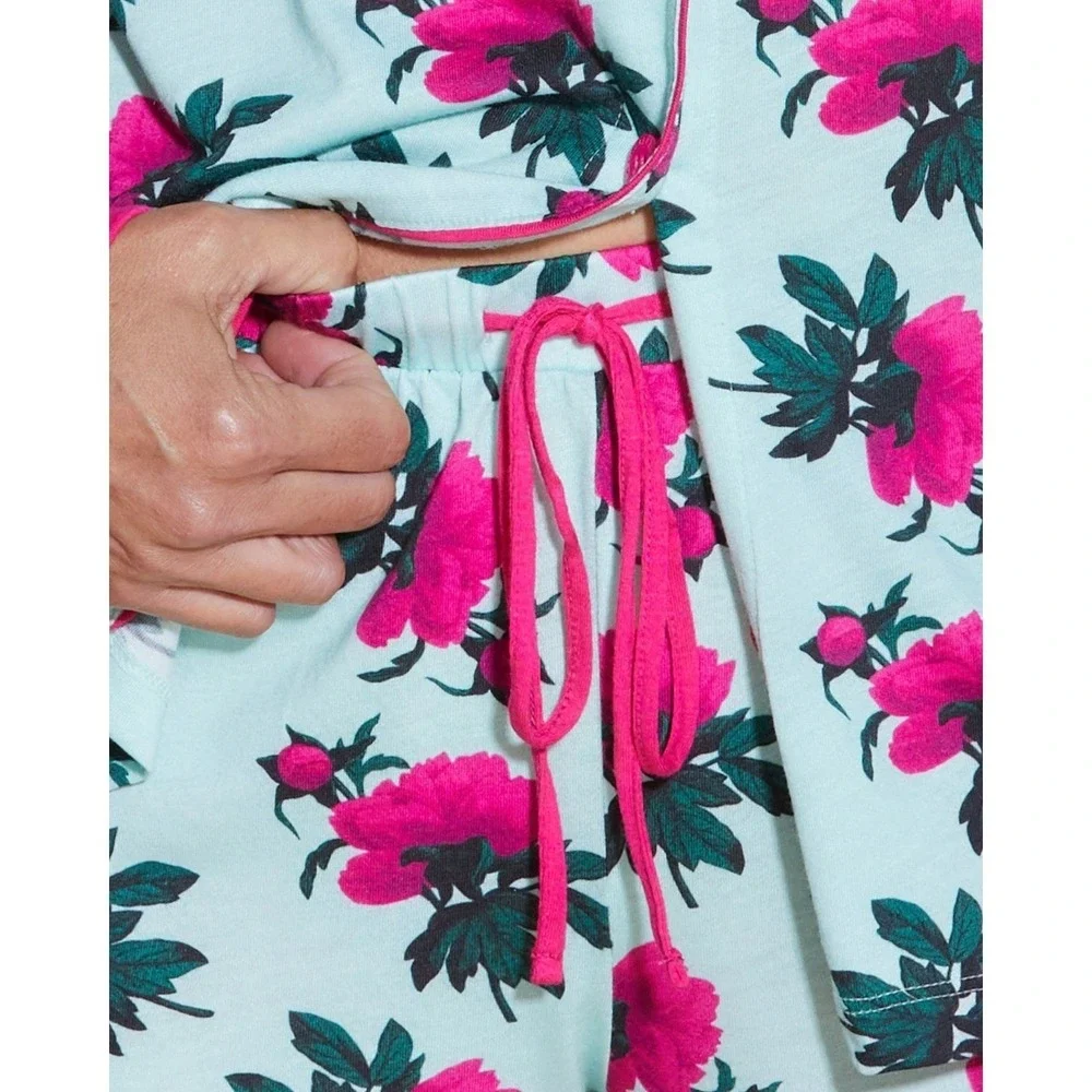 Cosabella Bella Floral Pajama Set Lagoon Mint‎ & Fuchsia Luxury Sleepwear